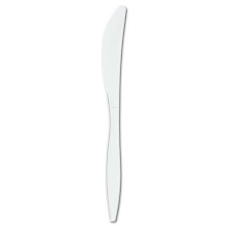 Dixie® Plastic Utensils, Medium-Weight Knives, White, Box Of 100